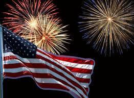 American Flag with fireworks in the background