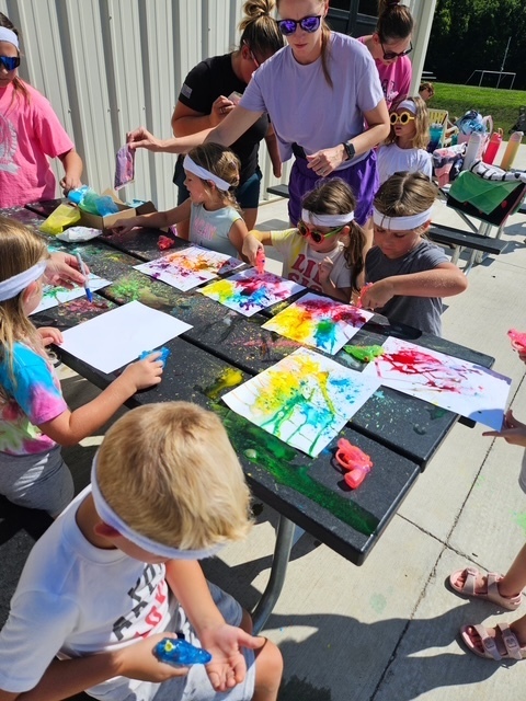 Students painting  