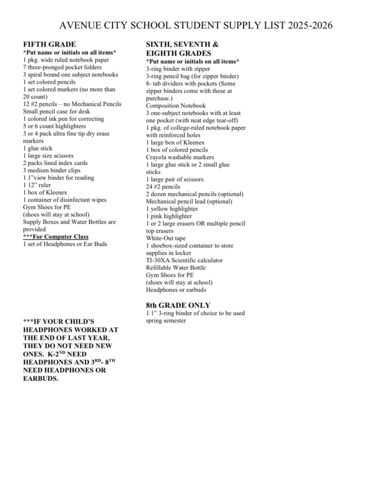 25-26 Supply List Updated