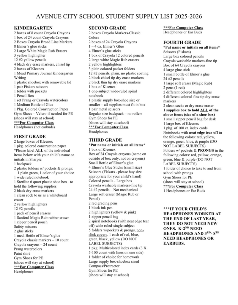 25-26 Supply List Updated