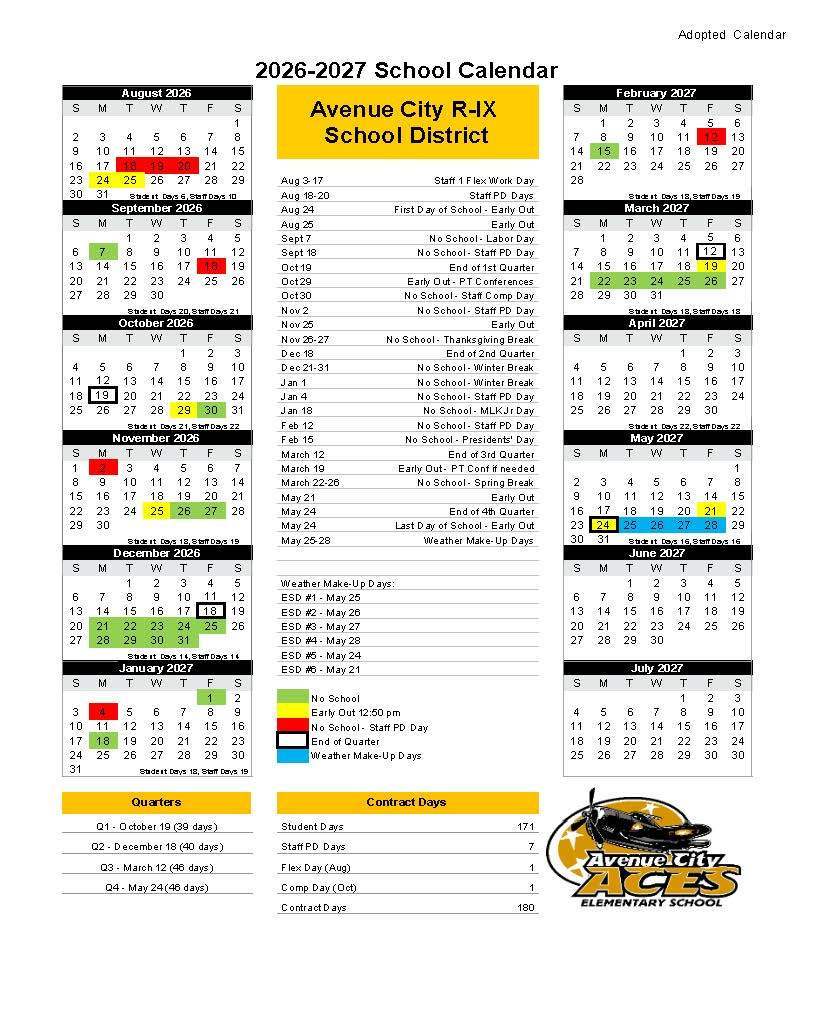 2026-2027 School Calendar