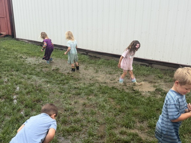 splashing in the puddle