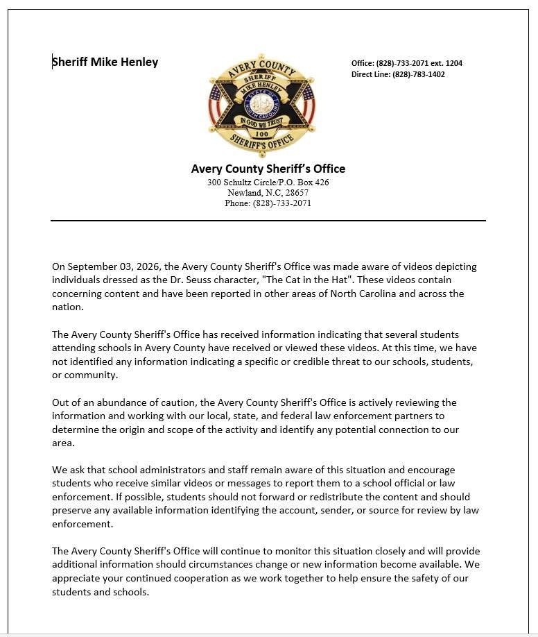 Announcement - Avery County Sheriff's Office