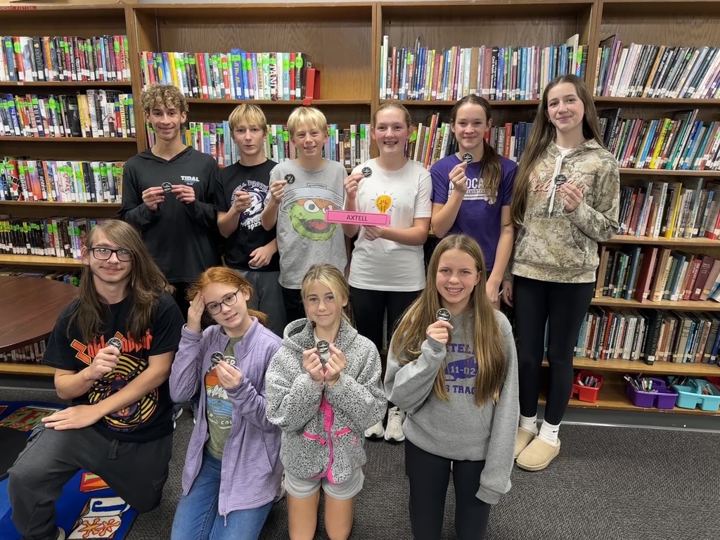 Junior High Quiz Bowl students posing with their 2nd place medals in Franklin.