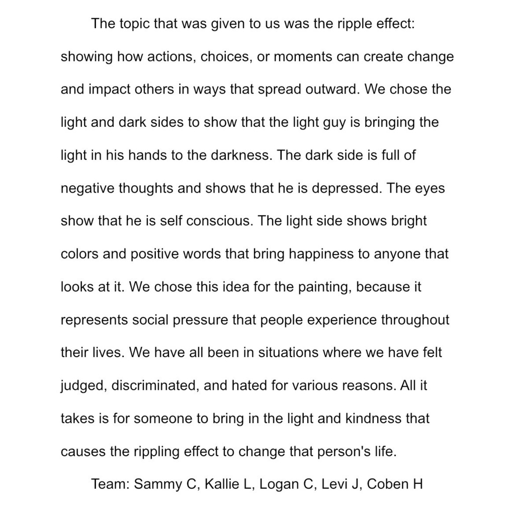 The students wrote an artist's statement to go with their painting.