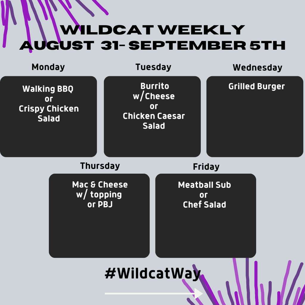 This weeks lunch menu
