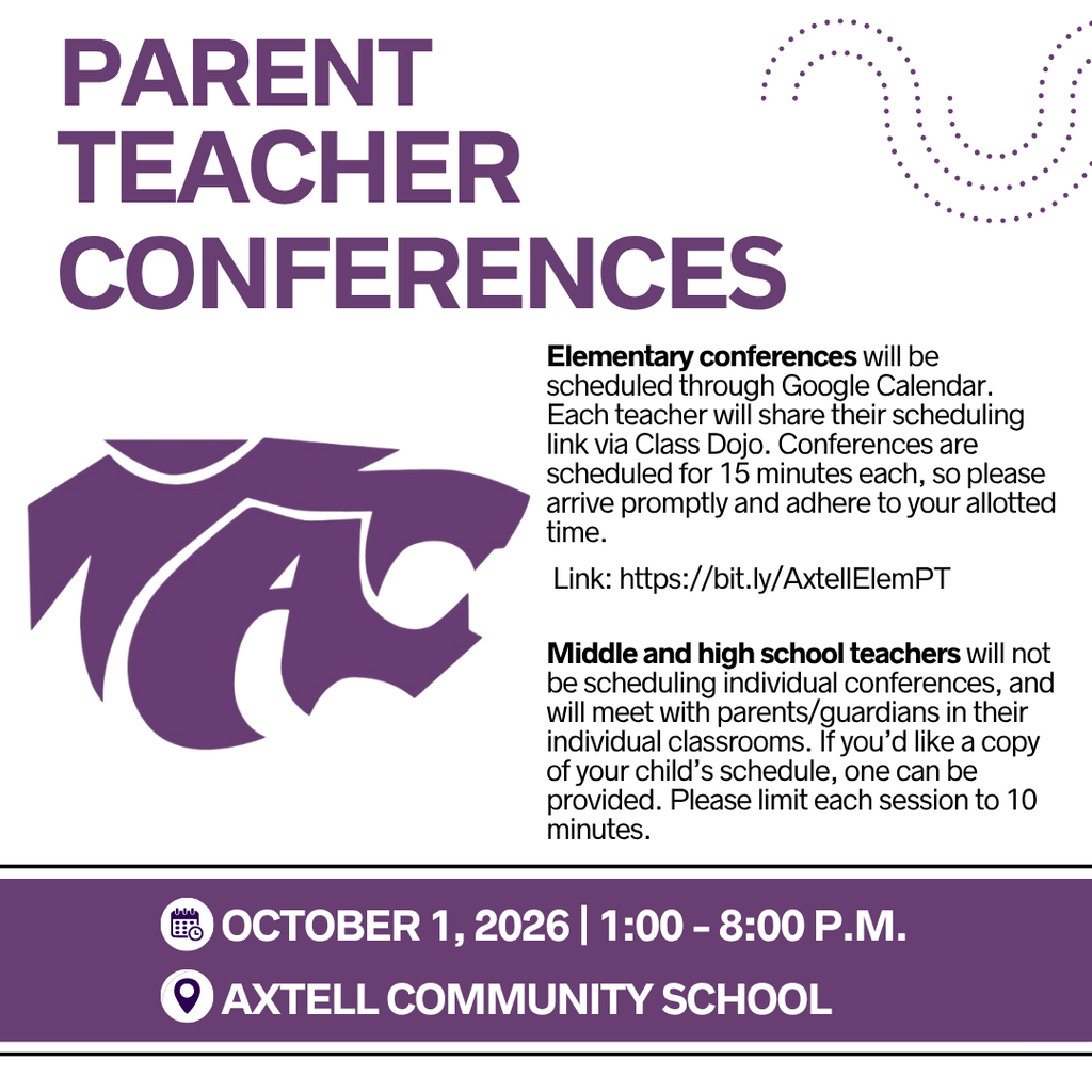 Parent Teacher Conferences October 1st at Axtell Community School