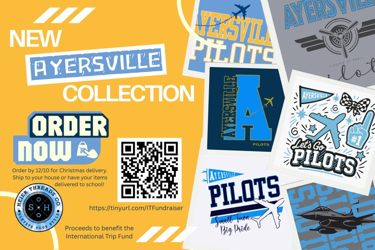 school gear fundraiser flyer with possible designs. Check out the website for all the details.