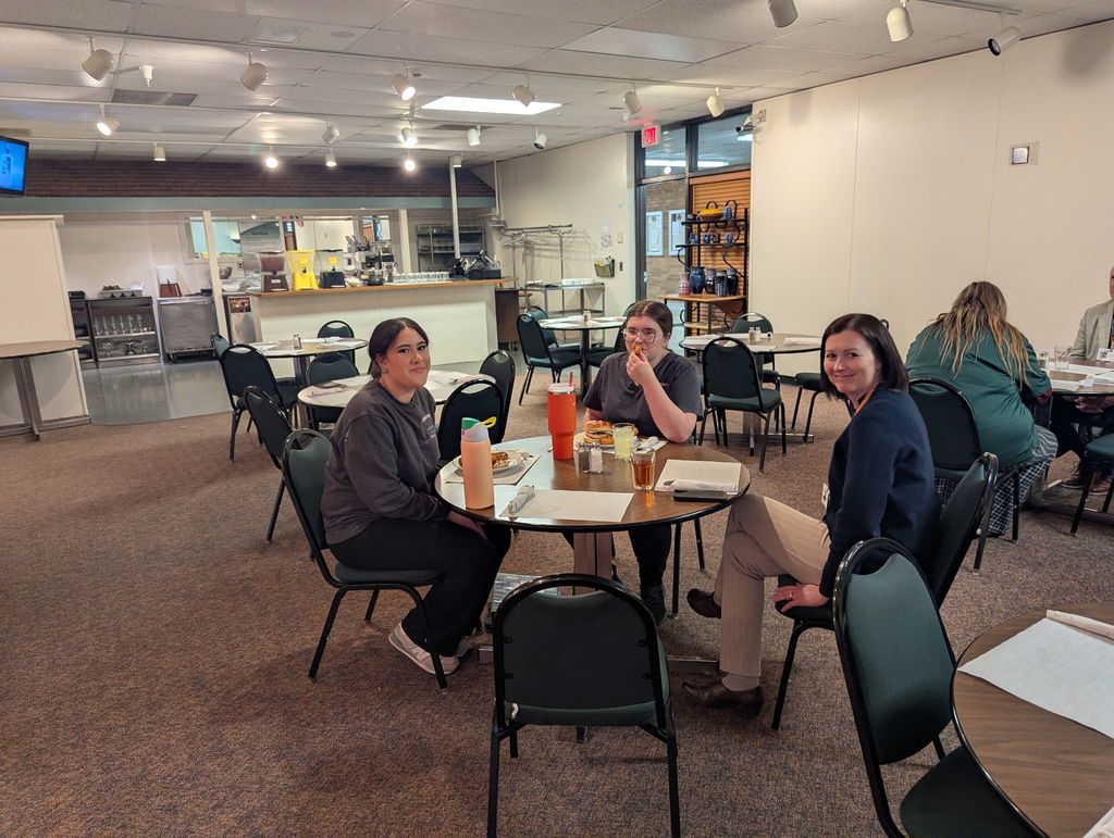 Ayersville students and staff enjoying lunch together at Four County Career Center.