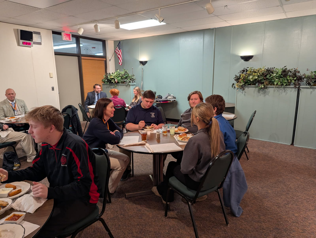 Ayersville students and staff enjoying lunch together at Four County Career Center.