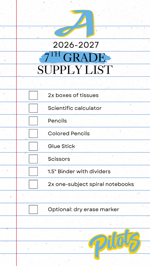 Grade 7 Supply List