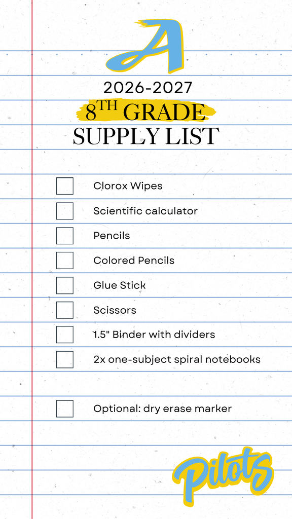 Grade 8 Supply List