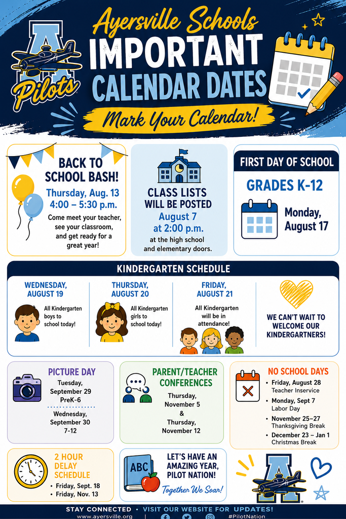 Ayersville Important Calendar Dates 