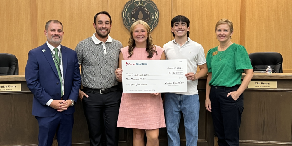 AHS Student Council with Carter Blood Care donation check