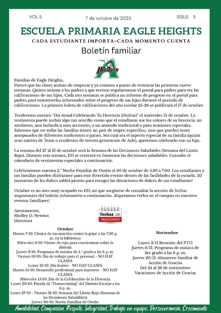 EH October Family Newsletter