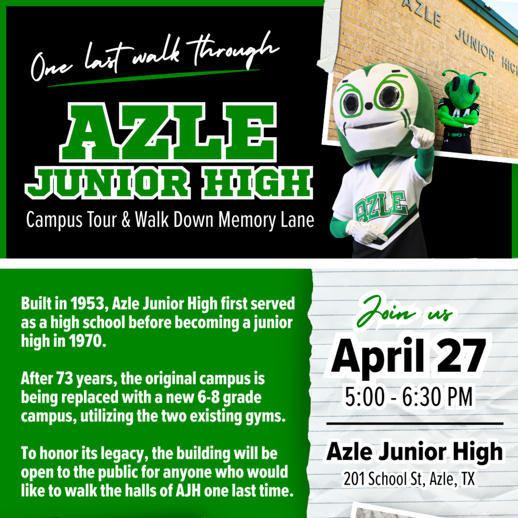 Azle Junior High Farewell Tour - April 27, 2026, 5-6:30 p.m.