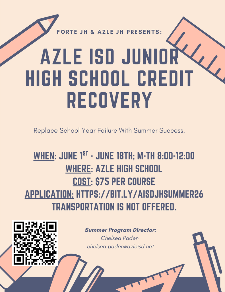 Azle ISD Junior High Credit Recovery flyer