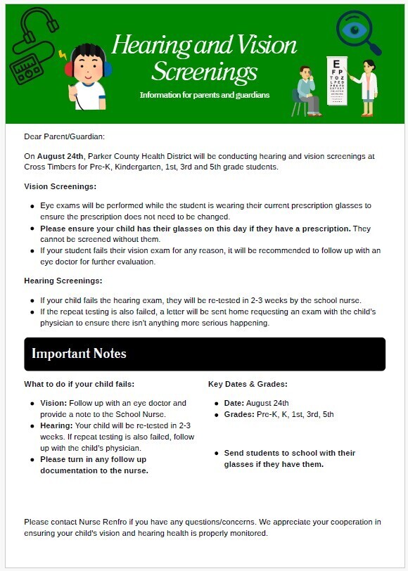 Hearning and Vision Screening graphic