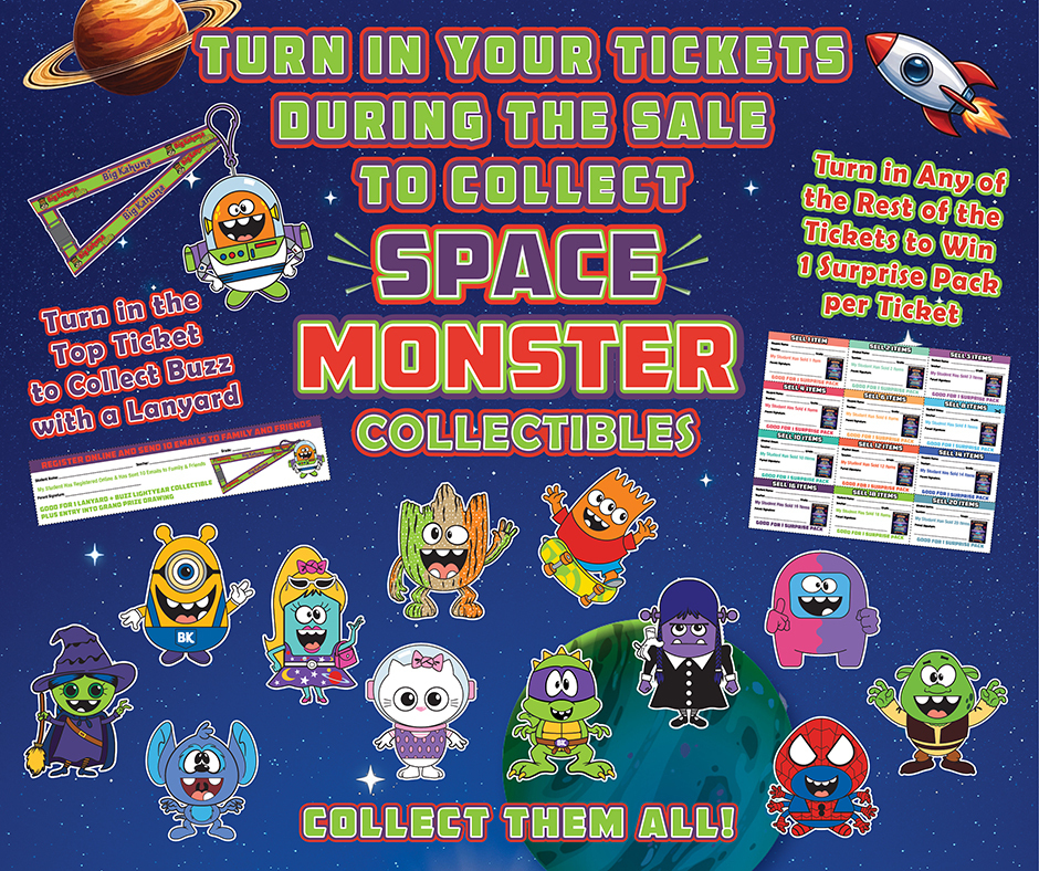 image of space monster collectibles for fundraiser