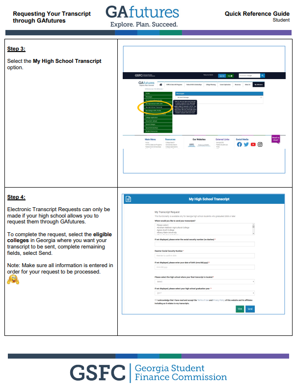 Flyer with directions to request transcripts