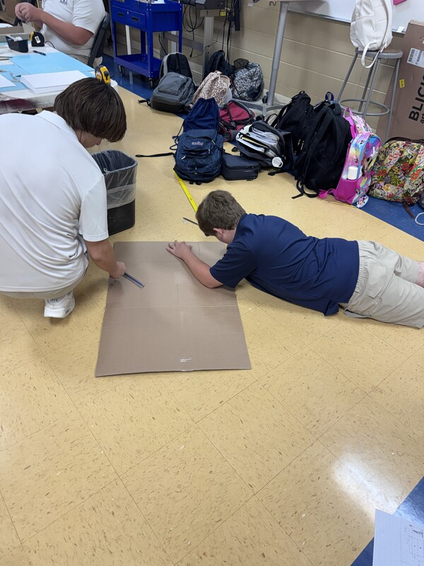 Students constructing model