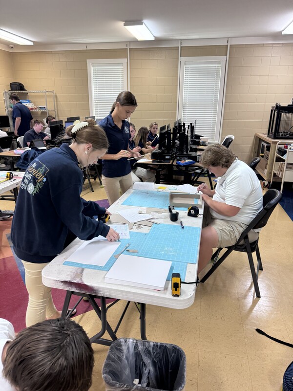 Students constructing model