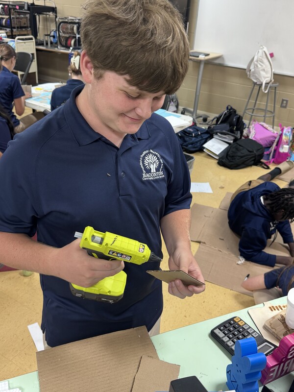 Students constructing model