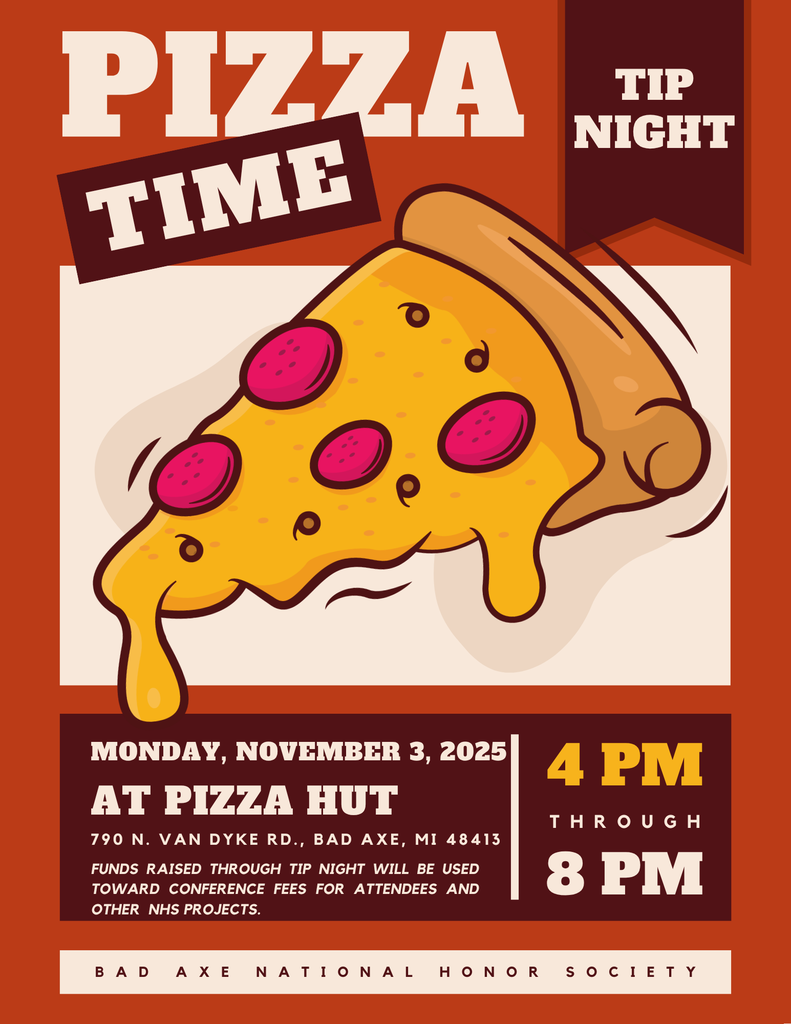 Pizza Hut Tip Night with red background and a slice of pepperoni pizza