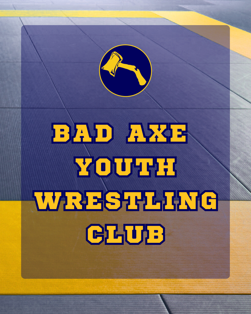 Wrestling mat that says, "Bad Axe Youth Wrestling Club".
