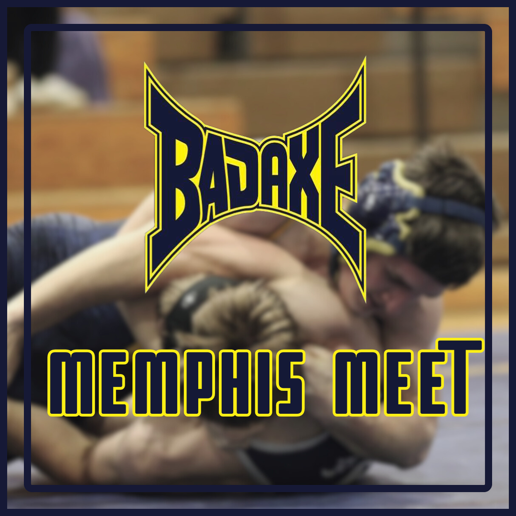 A Hatchet wrestler in a wrestling match in the background that says, "Bad Axe: Memphis Meet".