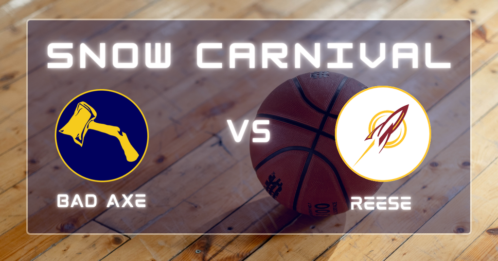Snow carnival poster, bad axe vs reese, basketball 