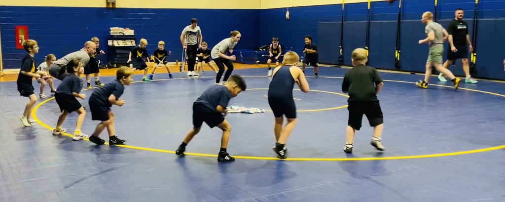 Students learning to wrestle at Bad Axe Middle School. 