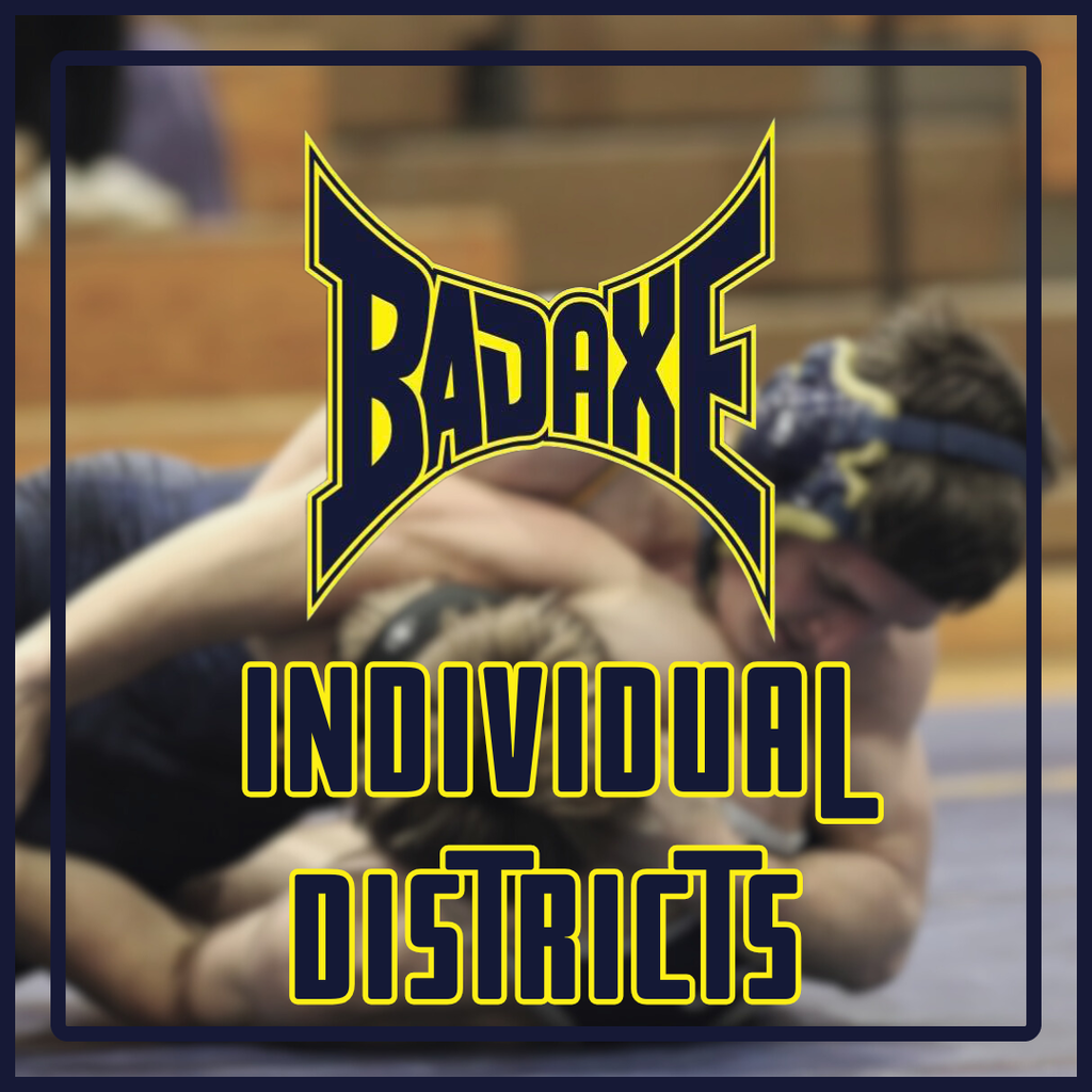 Wrestlers in the background that says, "Bad Axe, Individual Districts" in the front.
