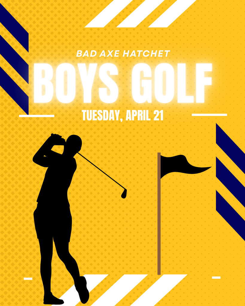 Bad Axe Hatchet Boys Golf with picture of golfer swinging silhouette. 