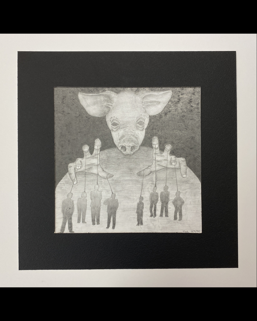 Students piece of art are exhibited at the Huron Area Student Art Exhibition 2026.