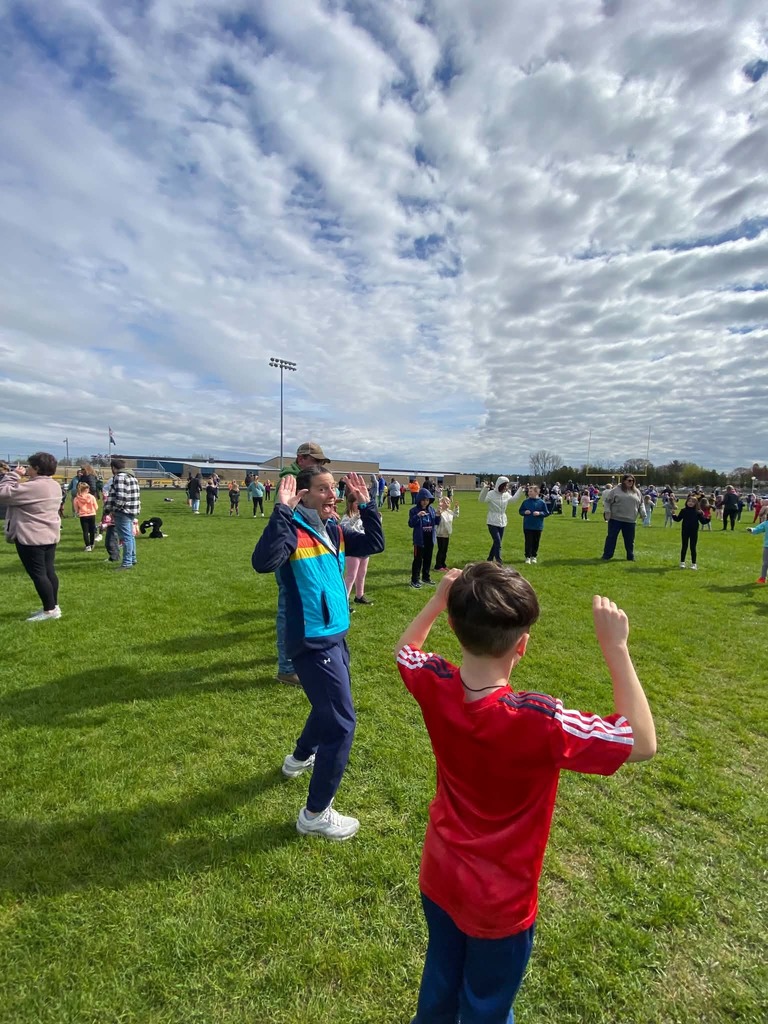 Staff, Students, & their families meet at Claude March Field to celebrate ACES today. 