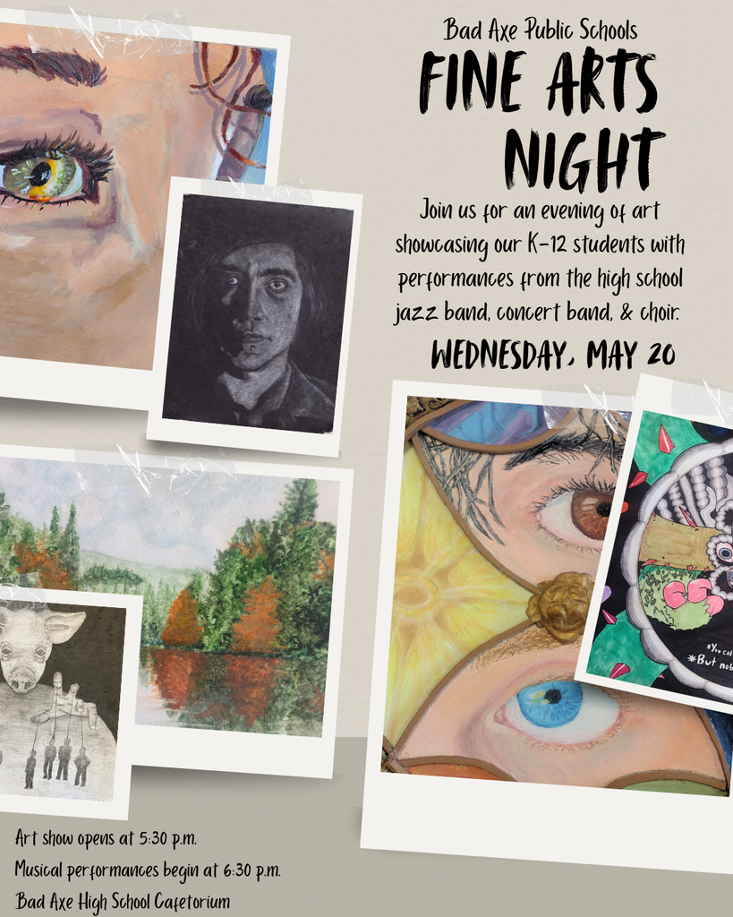 BAPS Fine Arts Night with pictures of students' artwork.