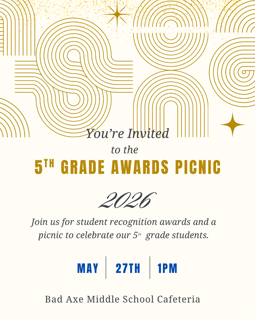 5th grade awards picnic, May 27th at 1 pm