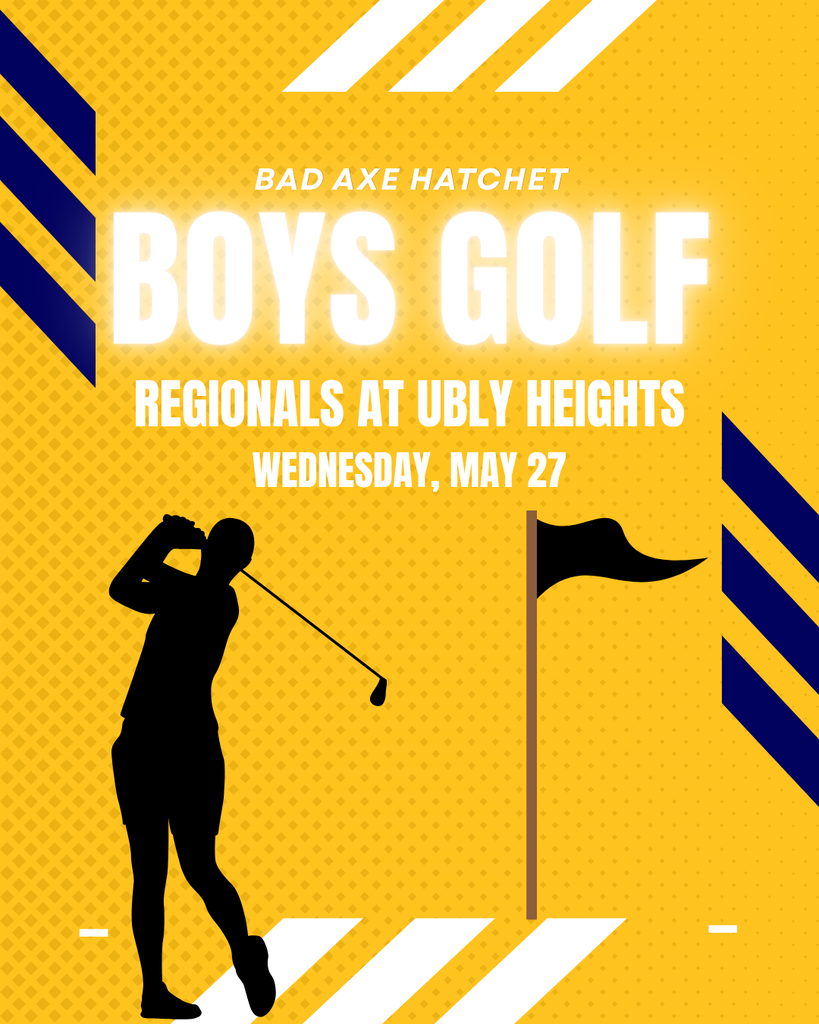 Bad Axe Hatchet Boys Golf with picture of golfer swinging silhouette.