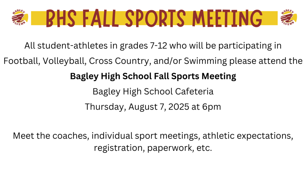 BHS Fall Sports Meeting  Aug 7th at 6pm