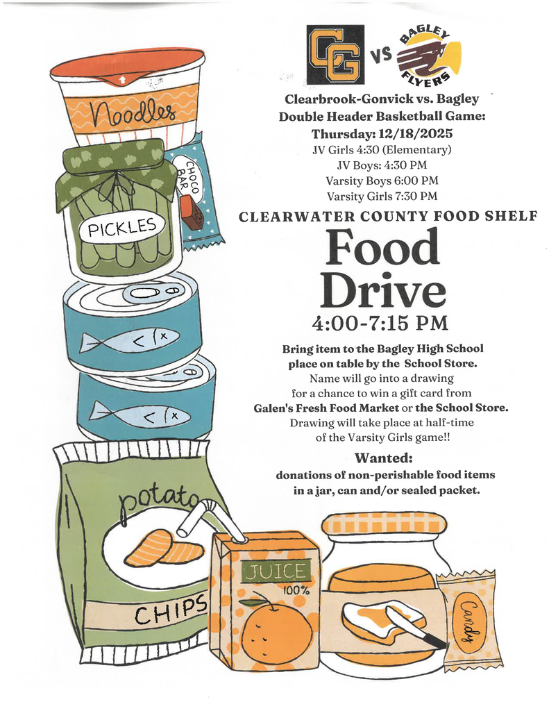 BB Food Drive and double header informaion ad....Dec. 18th at 6 and 7:30PM