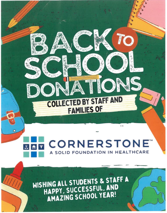 Back To School Donations from Cornerstone Healthcare