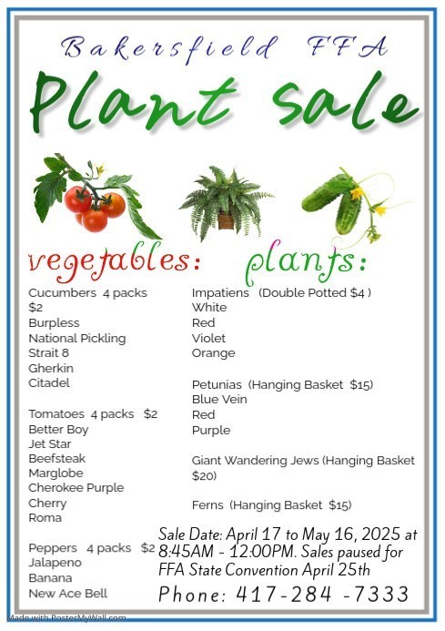 BHS FFA PLANT SALE 2025