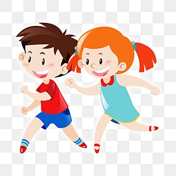 happy running children
