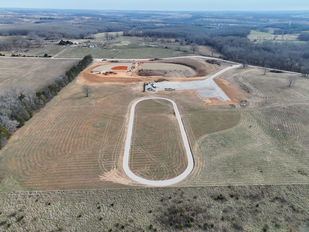 Aerial of the ballfields from the West