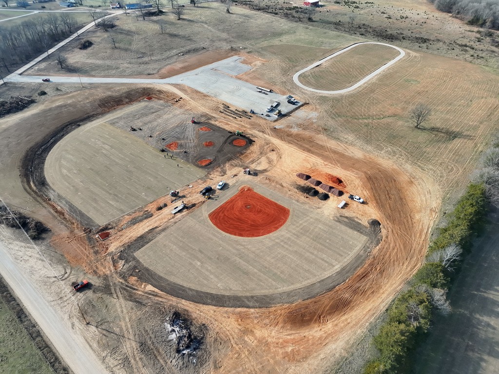 Aerial of new ballfields from the East