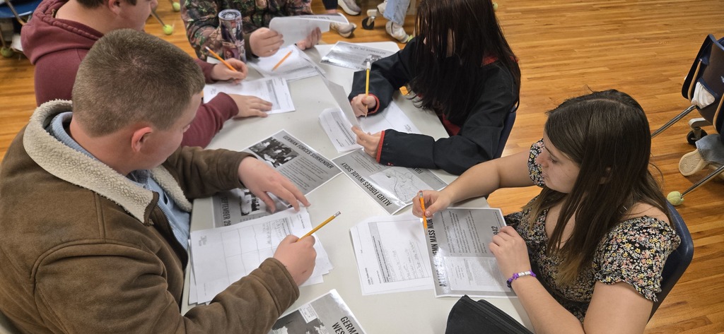 Students working on timeline
