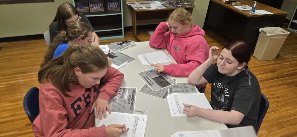 Students working on timeline