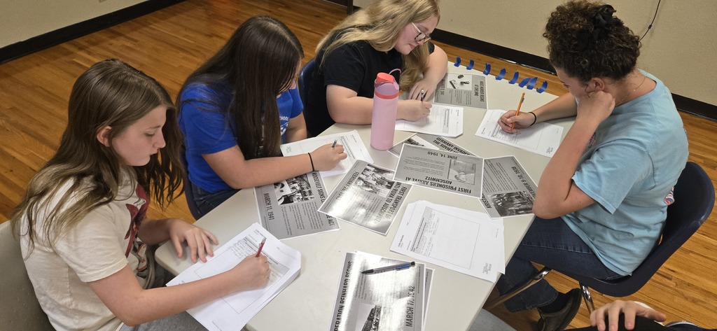 Students working on timeline