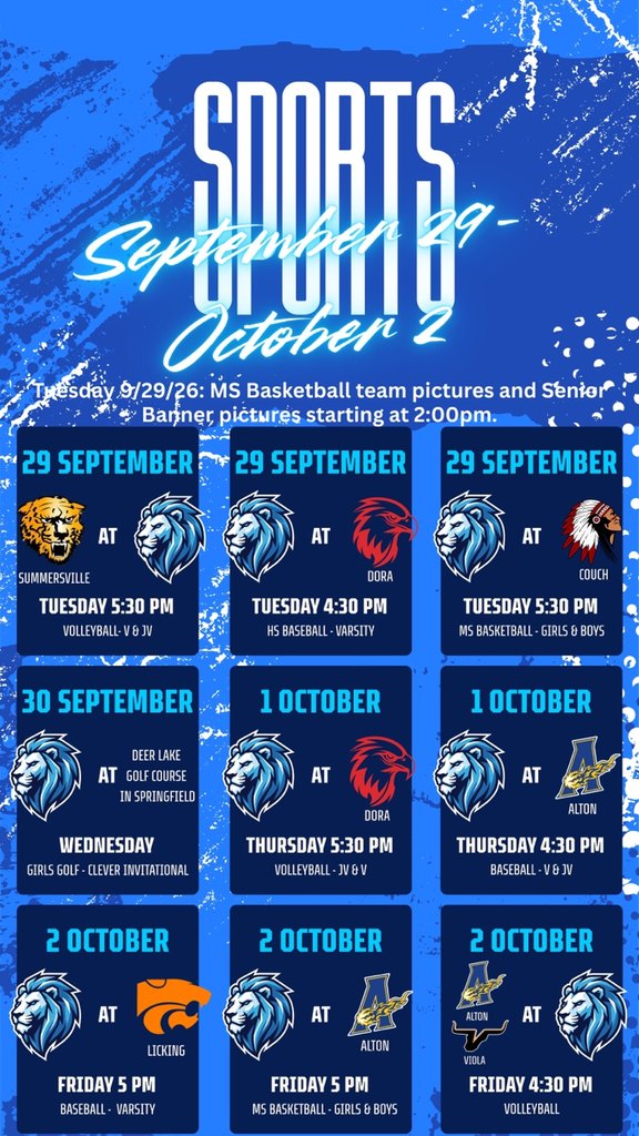 Weekly schedule of sporting events 